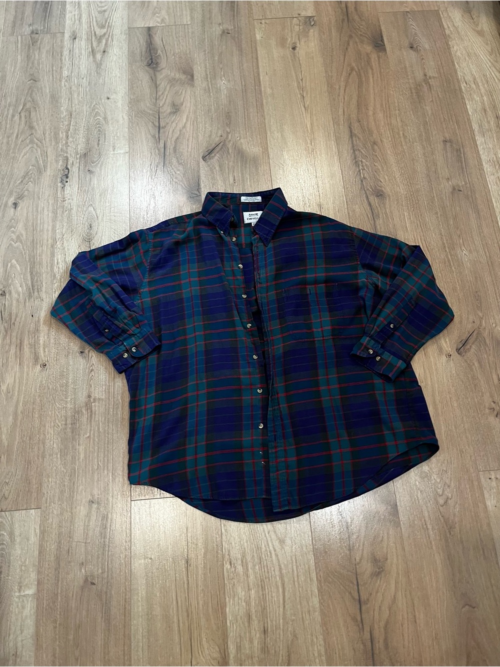 Plaid Button-Up Shirt in Purple, Red & Green - Men